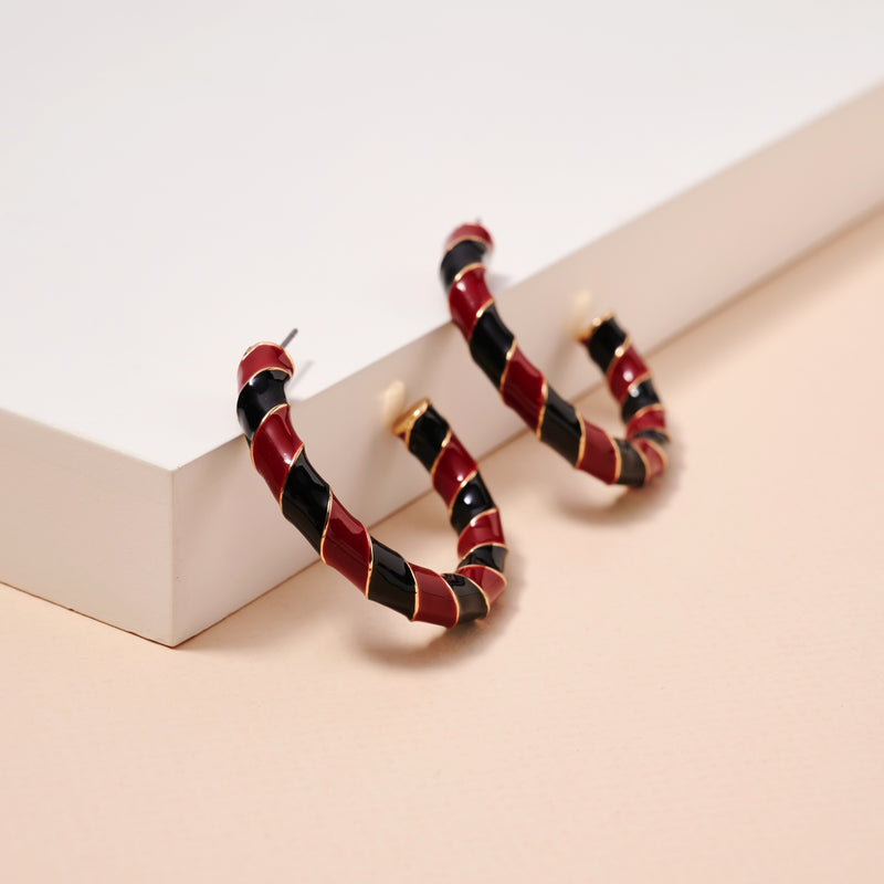 Game Day Enamel Open Hoop Earrings