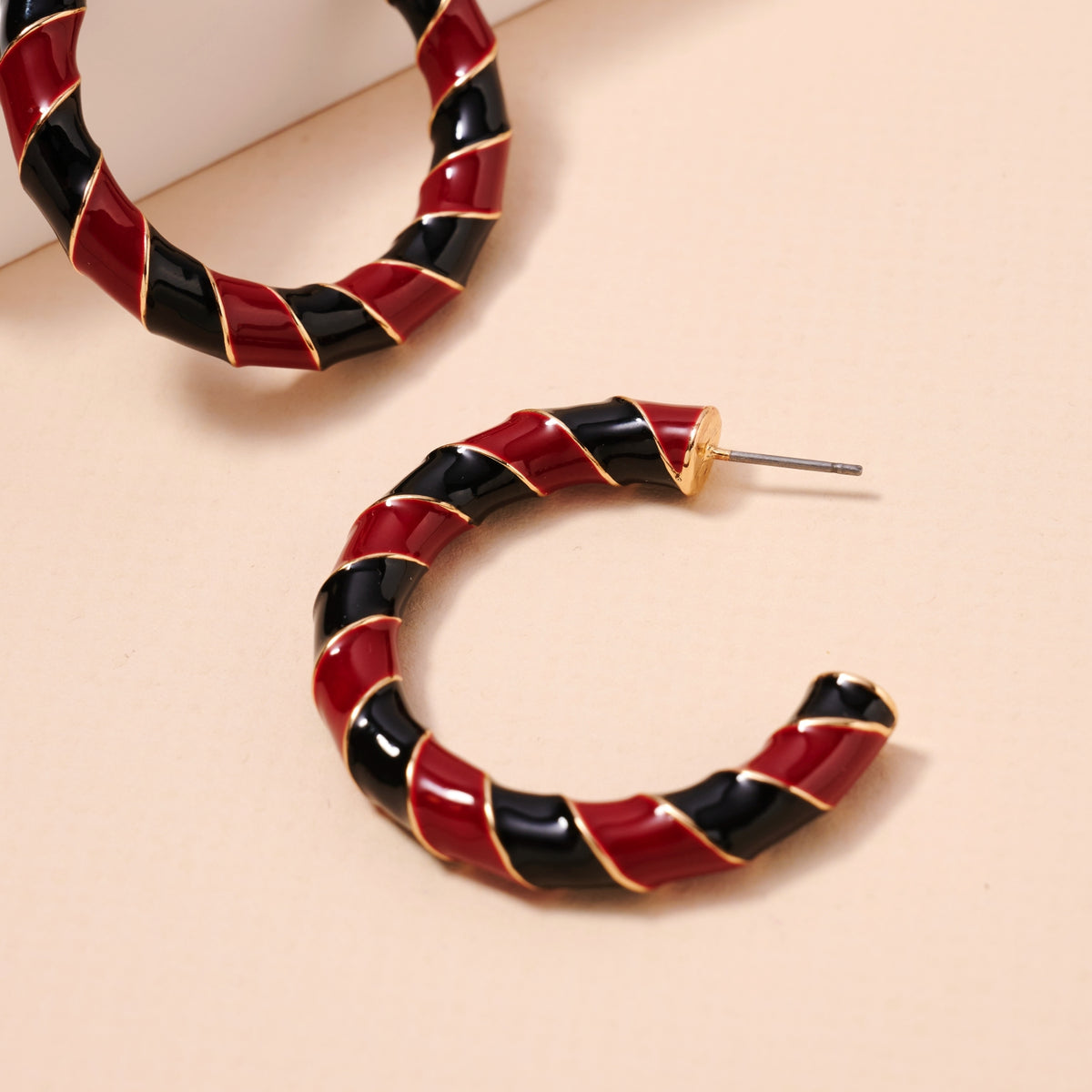 Game Day Enamel Open Hoop Earrings