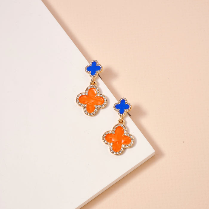 Game Day Enamel Clover Dangling Earrings