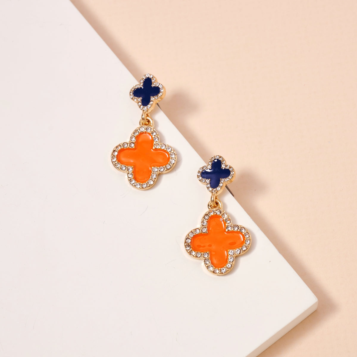 Game Day Enamel Clover Dangling Earrings