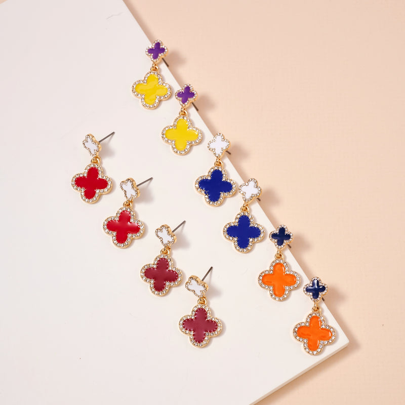 Game Day Enamel Clover Dangling Earrings