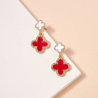 Game Day Enamel Clover Dangling Earrings