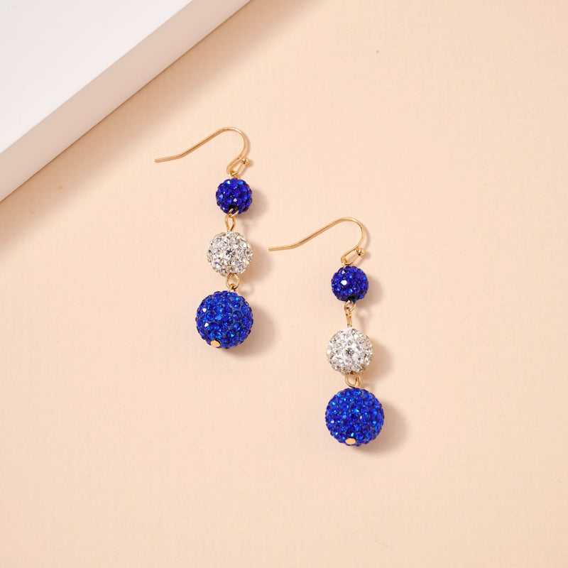 Game Day Rhinestone Balls Dangling Earrings