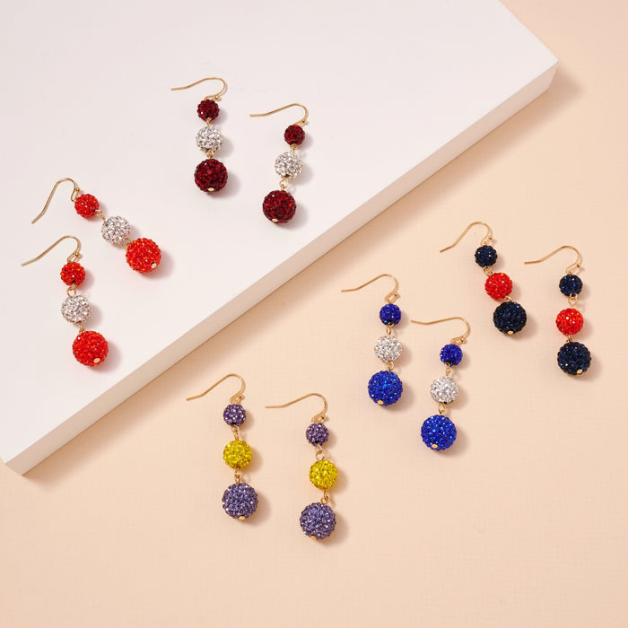 Game Day Rhinestone Balls Dangling Earrings