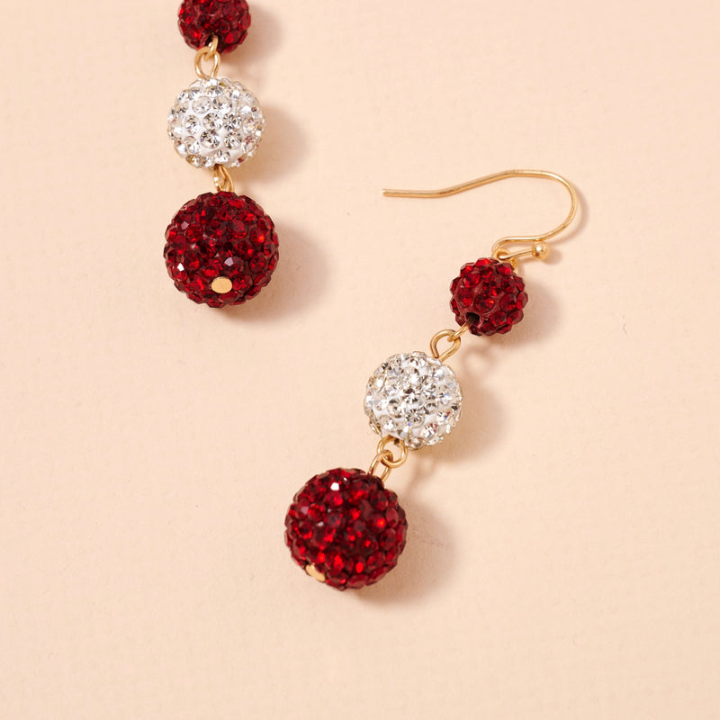 Game Day Rhinestone Balls Dangling Earrings