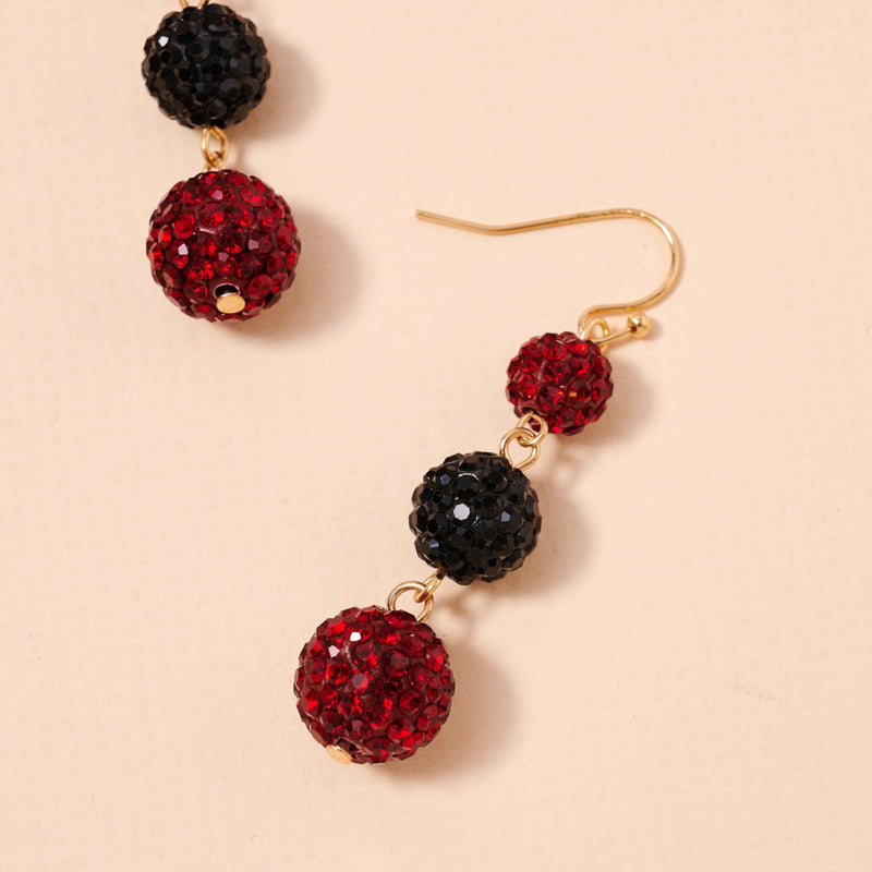 Game Day Rhinestone Balls Dangling Earrings