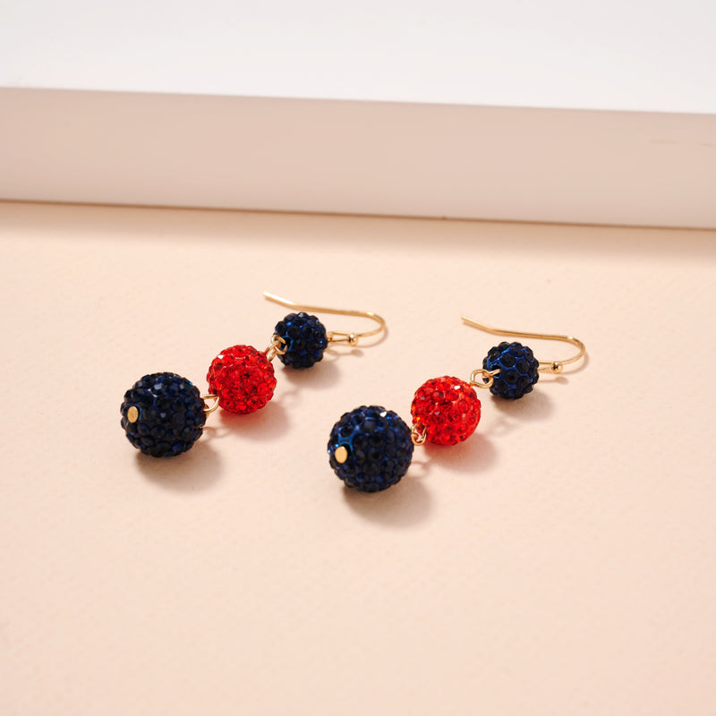 Game Day Rhinestone Balls Dangling Earrings