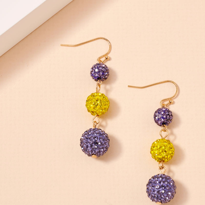 Game Day Rhinestone Balls Dangling Earrings