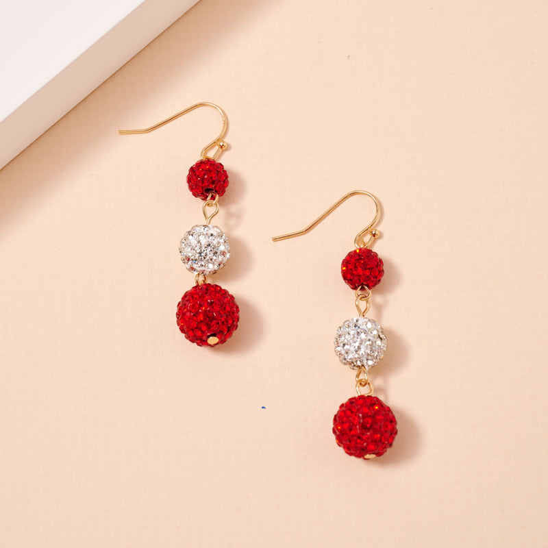 Game Day Rhinestone Balls Dangling Earrings