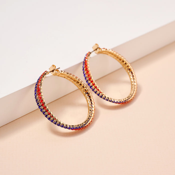 Game Day Rhinestone Twisted Hoop Earrings