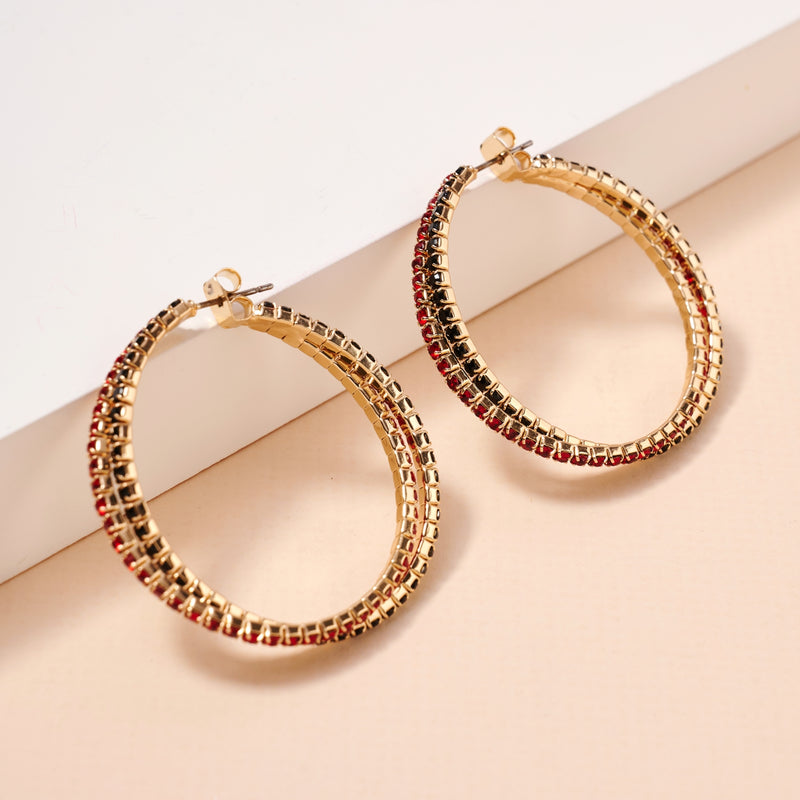 Game Day Rhinestone Twisted Hoop Earrings