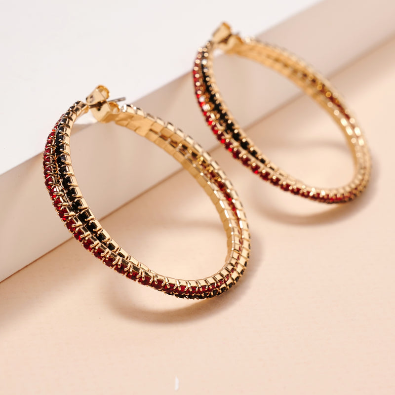 Game Day Rhinestone Twisted Hoop Earrings