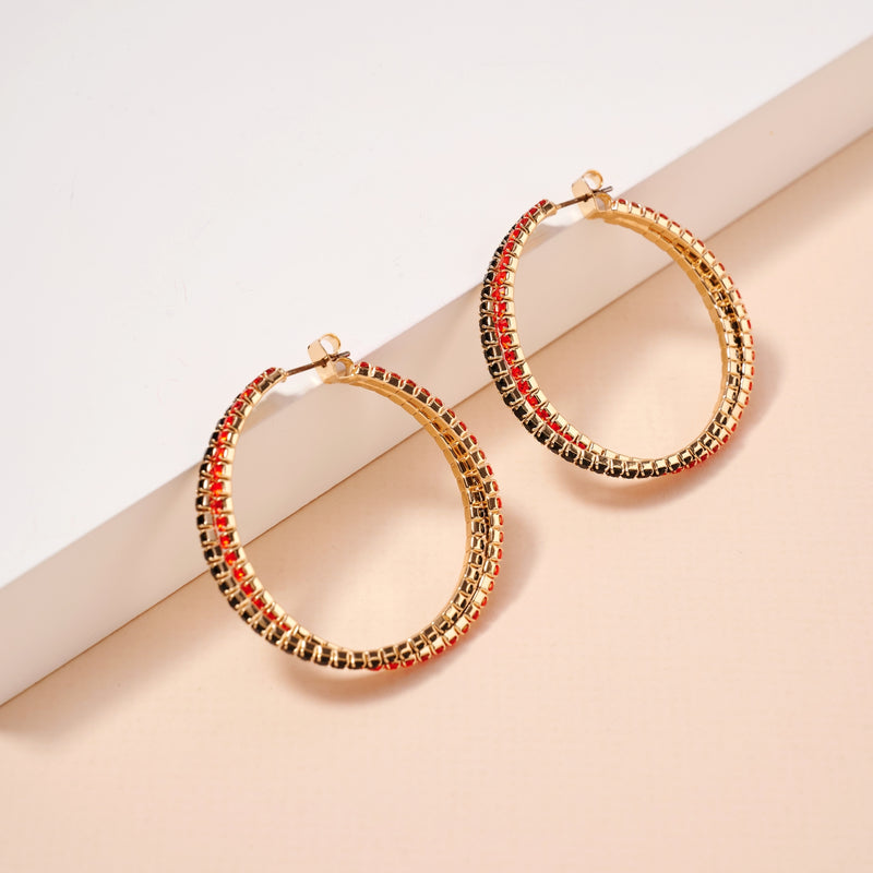 Game Day Rhinestone Twisted Hoop Earrings