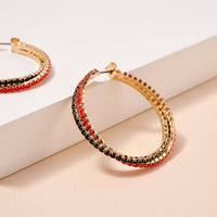 Game Day Rhinestone Twisted Hoop Earrings