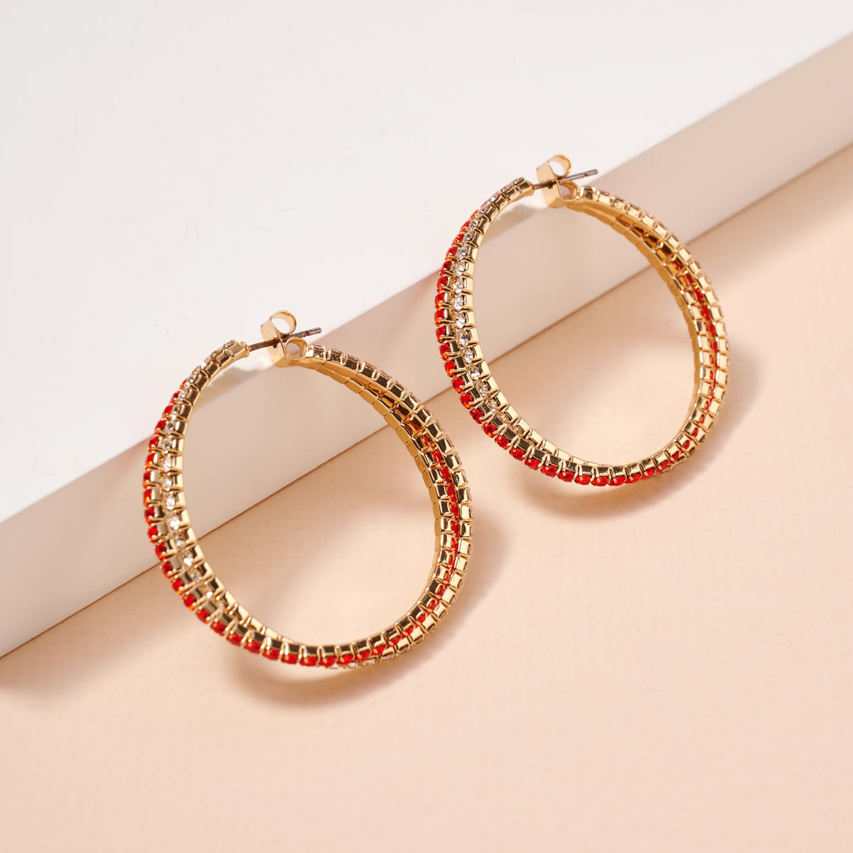 Game Day Rhinestone Twisted Hoop Earrings