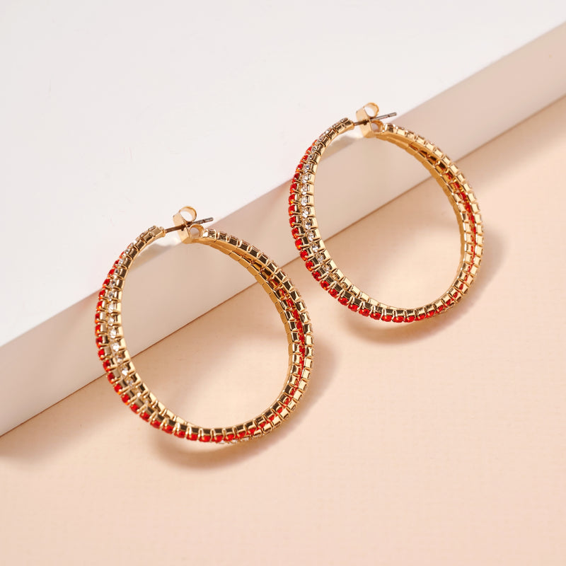 Game Day Rhinestone Twisted Hoop Earrings