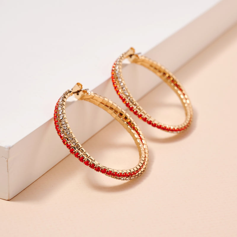 Game Day Rhinestone Twisted Hoop Earrings