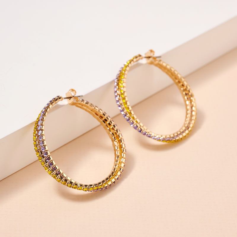 Game Day Rhinestone Twisted Hoop Earrings