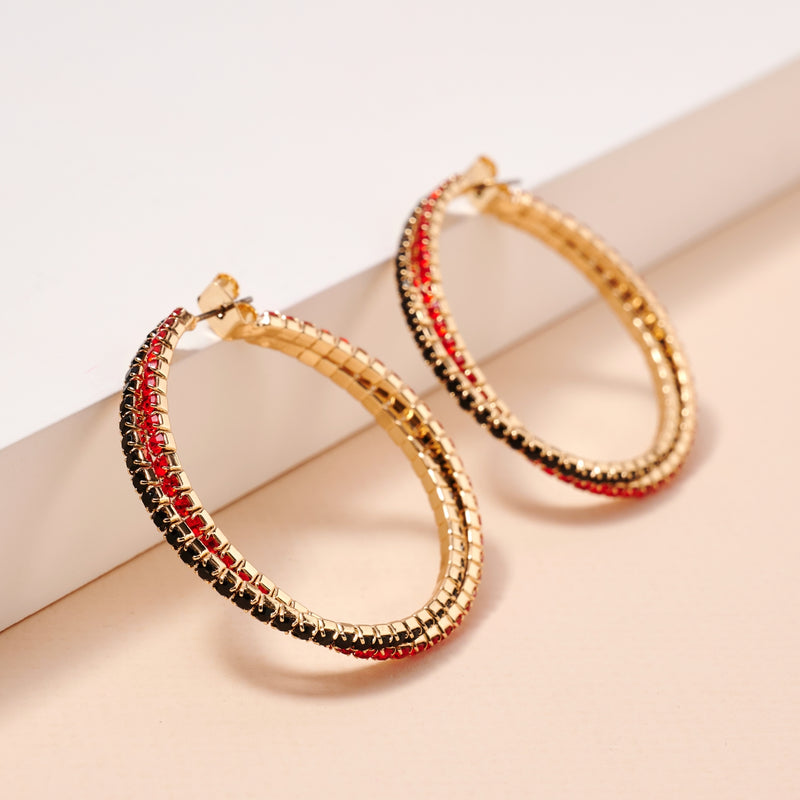 Game Day Rhinestone Twisted Hoop Earrings