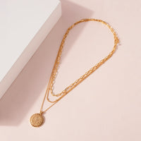 Coin Charm Triple Layered Necklace