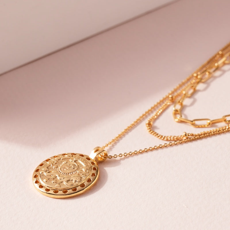 Coin Charm Triple Layered Necklace