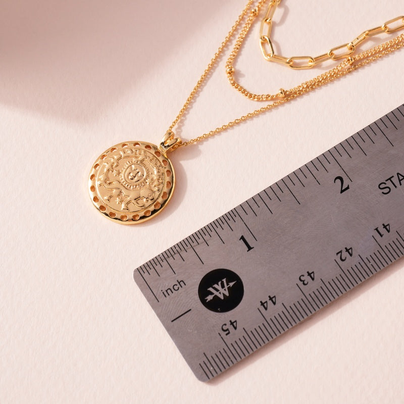 Coin Charm Triple Layered Necklace