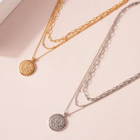 Coin Charm Triple Layered Necklace