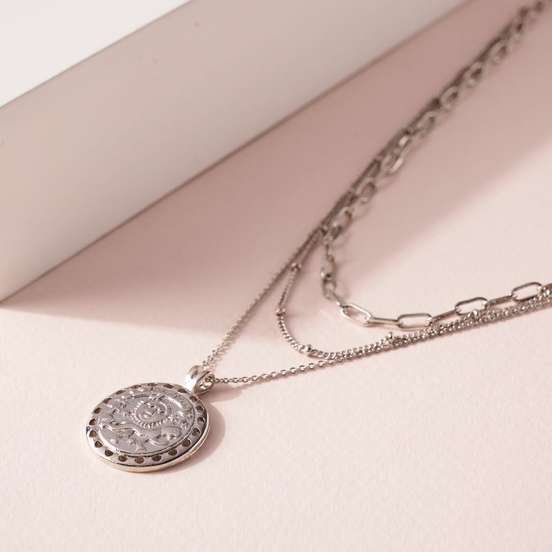 Coin Charm Triple Layered Necklace