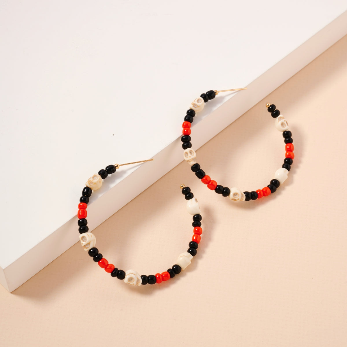 Halloween Skulls Beaded Hoop Earrings