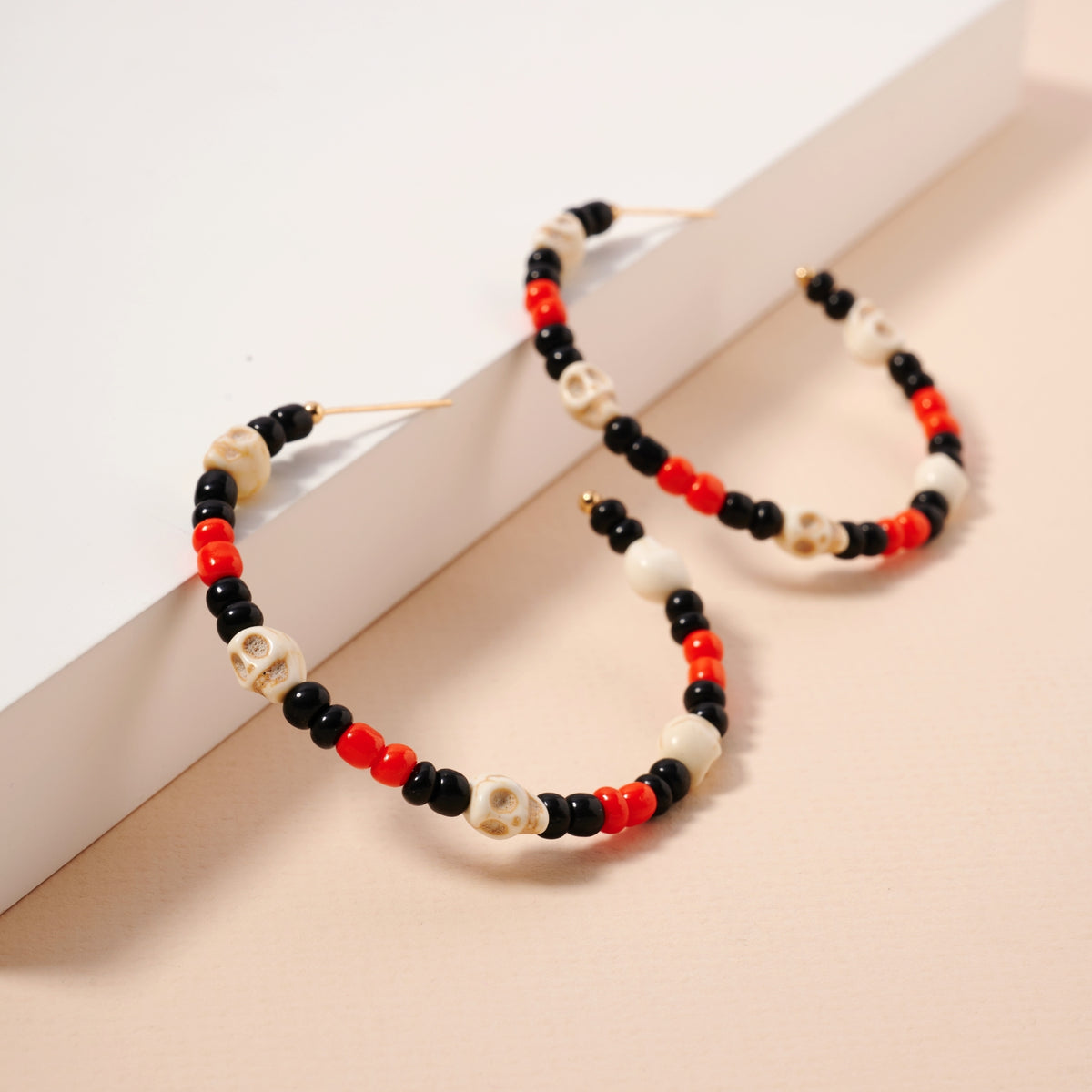 Halloween Skulls Beaded Hoop Earrings