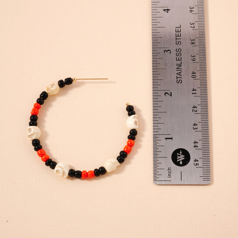 Halloween Skulls Beaded Hoop Earrings