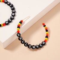 Halloween Lettering Beaded Hoop Earrings