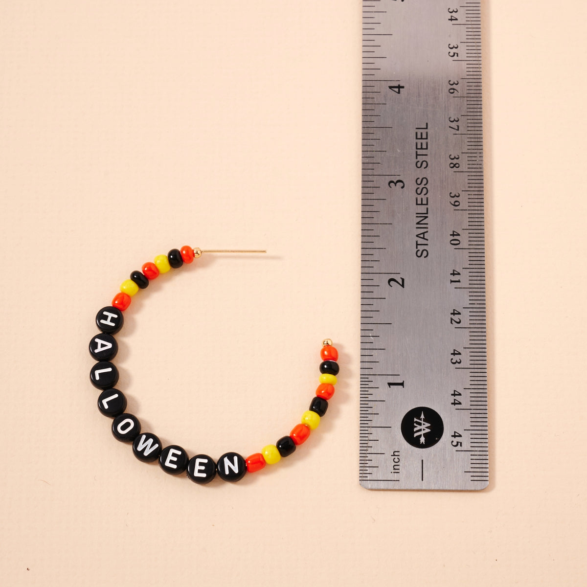 Halloween Lettering Beaded Hoop Earrings