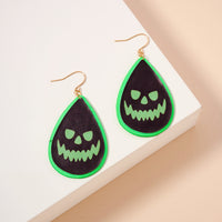 Halloween Spooky Face PU Tear Drop Earrings