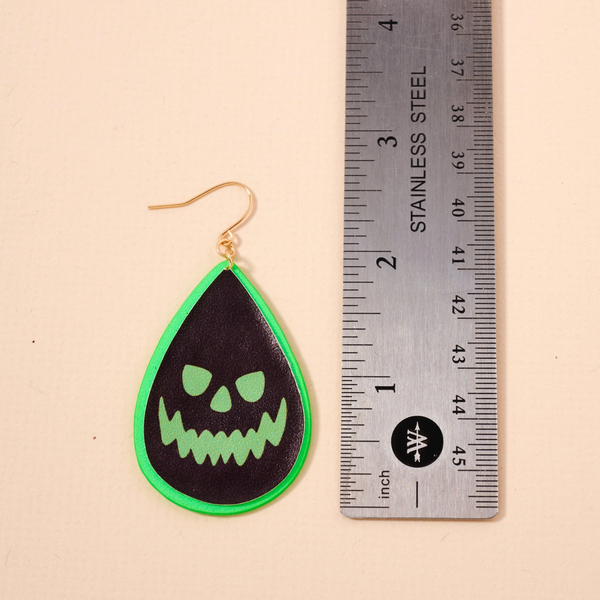 Halloween Spooky Face PU Tear Drop Earrings