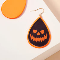 Halloween Spooky Face PU Tear Drop Earrings