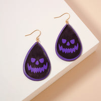 Halloween Spooky Face PU Tear Drop Earrings