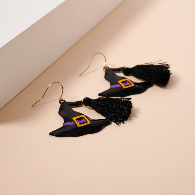 Halloween Witch Hat Tassels Dangling Earrings