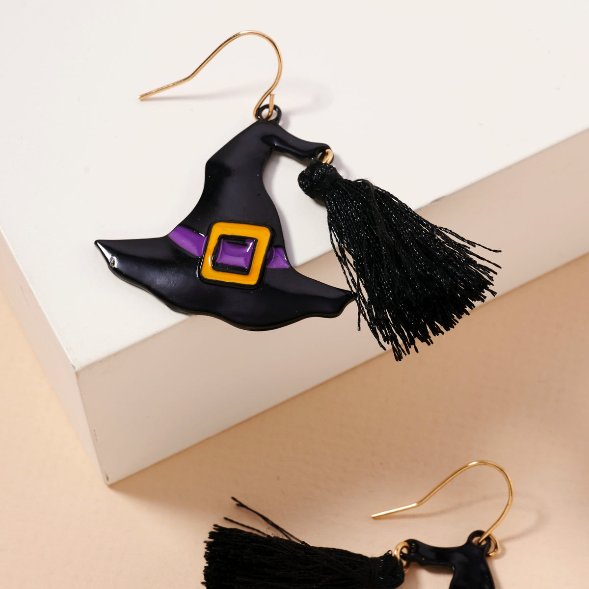 Halloween Witch Hat Tassels Dangling Earrings