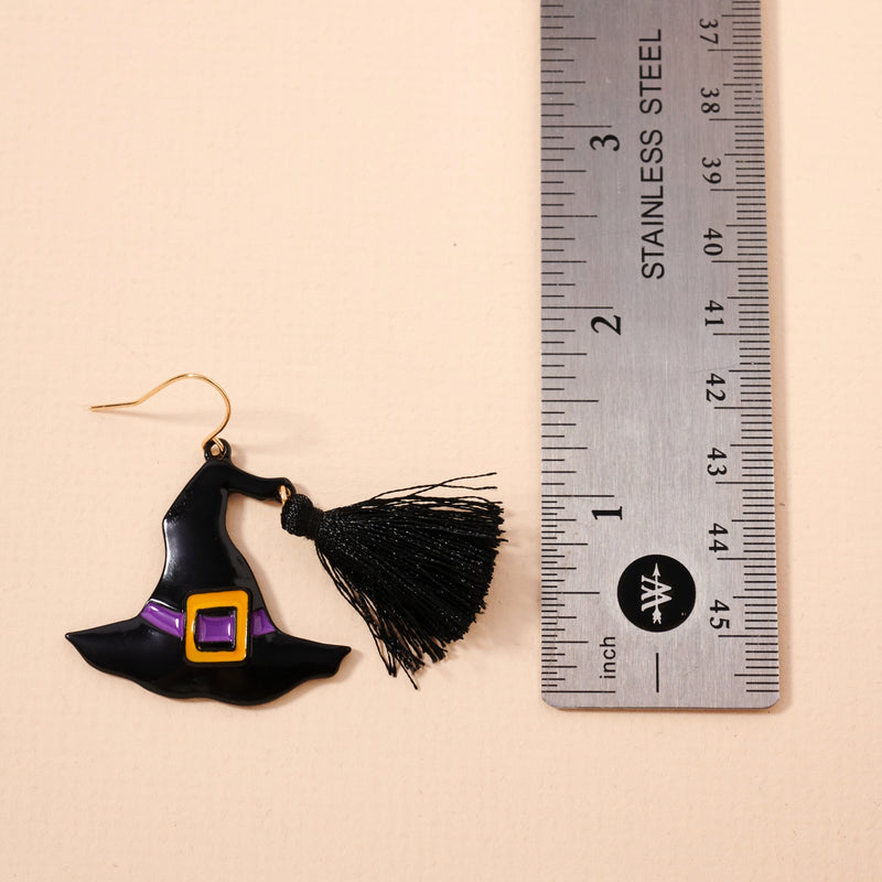 Halloween Witch Hat Tassels Dangling Earrings