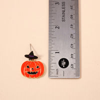 Halloween Pumpkin with Witch Hat Enamel Earrings