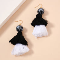 Halloween Spider Web Ball & Fringes Dangling Earrings