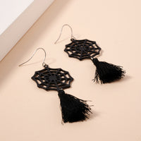 Halloween Spider Web & Fringes Dangling Earrings