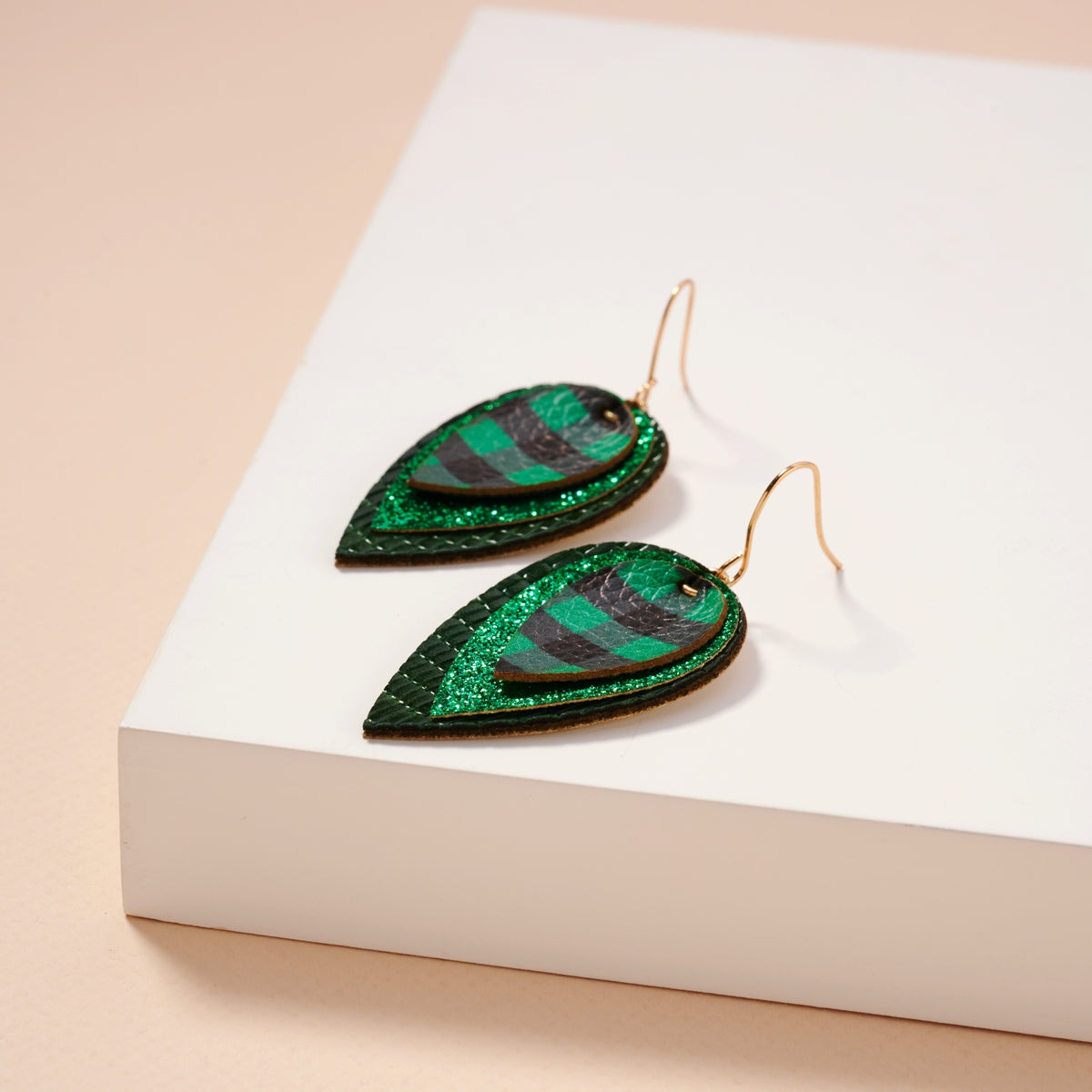 Christmas Layered PU Leather Dangling Earrings