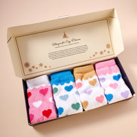 Hearts Pattern Fuzzy Socks Assorted Pack of 4