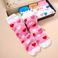 Hearts Pattern Fuzzy Socks Assorted Pack of 4