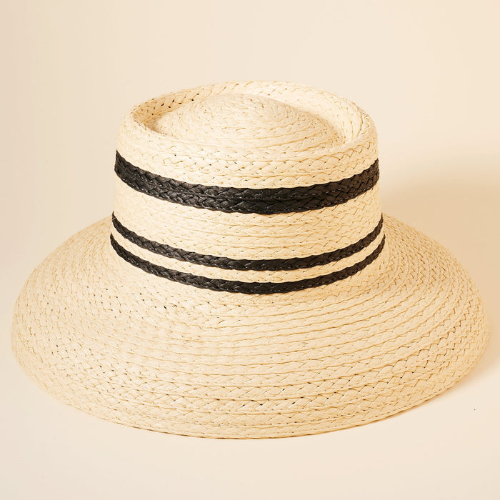 Straw Stripe Boater Hat