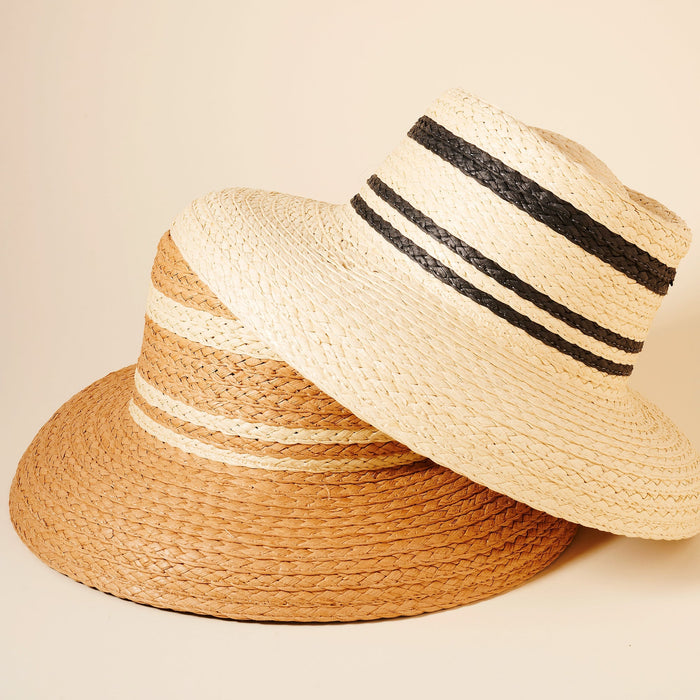 Straw Stripe Boater Hat