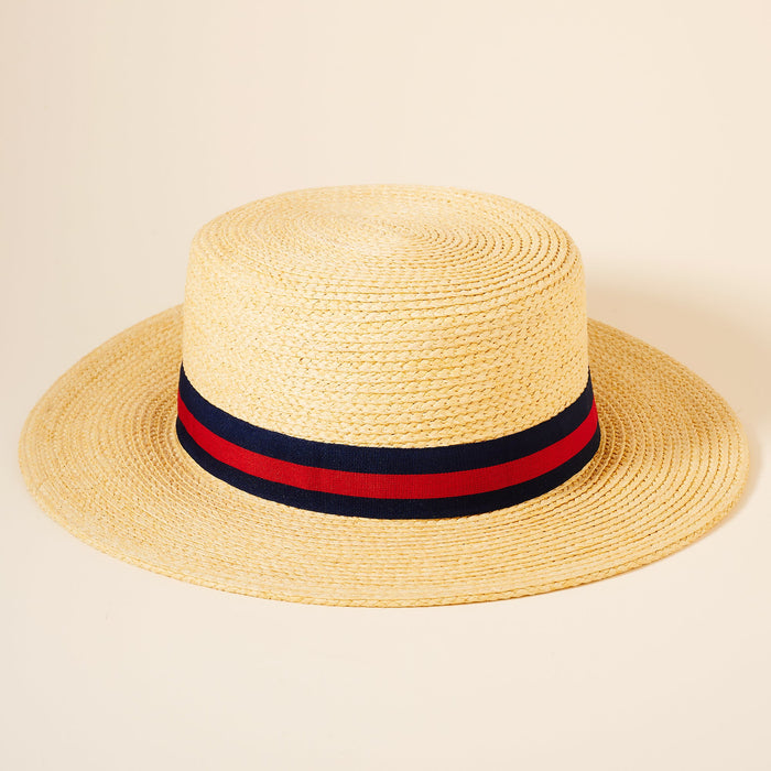 Straw Stripe Boater Hat