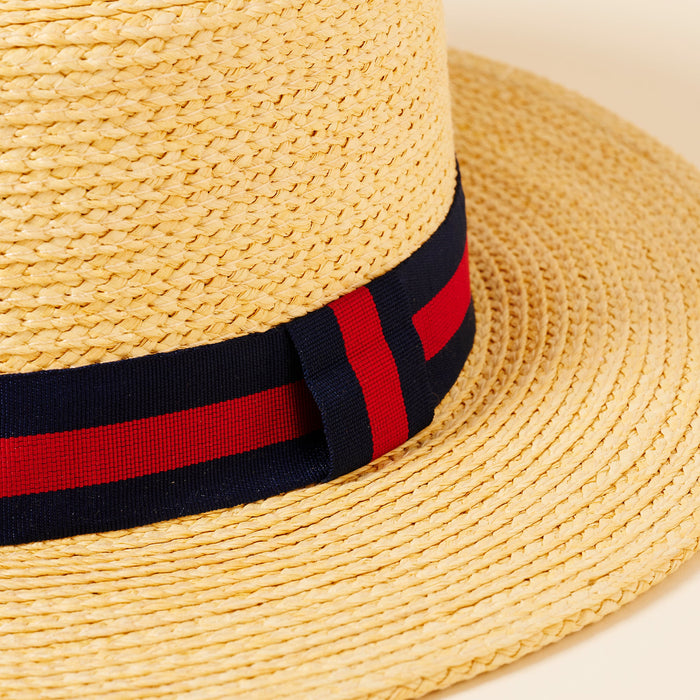 Straw Stripe Boater Hat